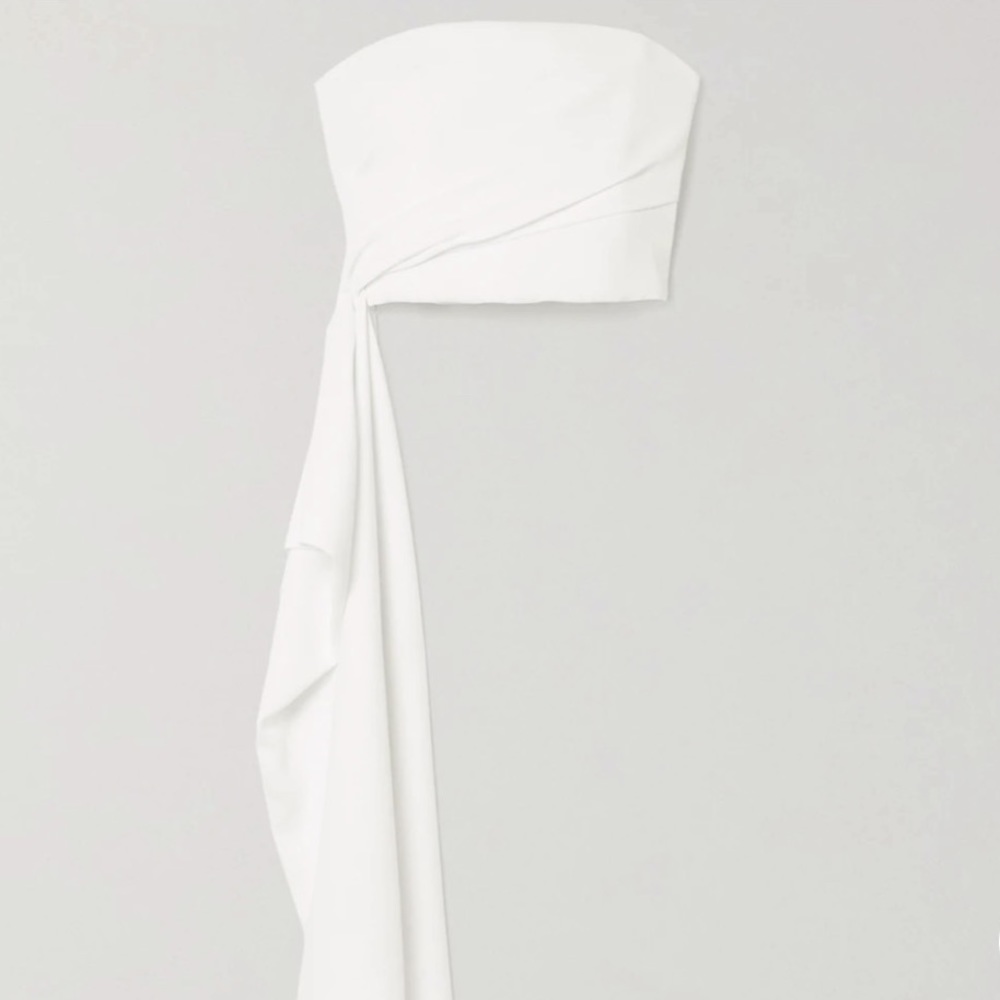 Draped pleated crepe bustier top